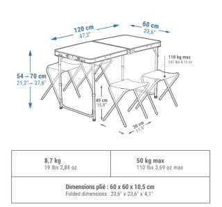 Mesa plegable y 4 sillas
