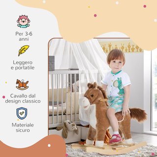 Caballo de Madera Juguete con Sonidos Realistas para Niños de 36-72 Meses, Incluye 2 Pilas AA, Marrón