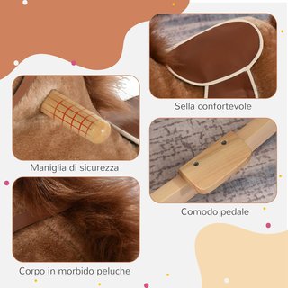 Caballo de Madera Juguete con Sonidos Realistas para Niños de 36-72 Meses, Incluye 2 Pilas AA, Marrón