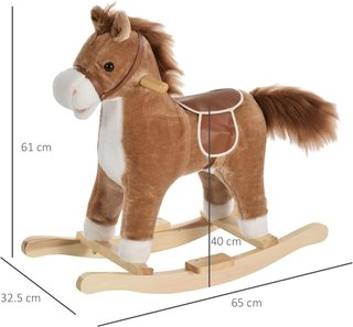 Caballo de Madera Juguete con Sonidos Realistas para Niños de 36-72 Meses, Incluye 2 Pilas AA, Marrón