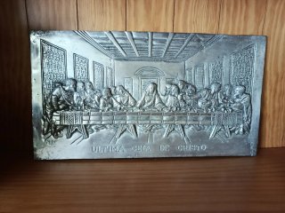 Placa Última Cena Estaño Antigua
