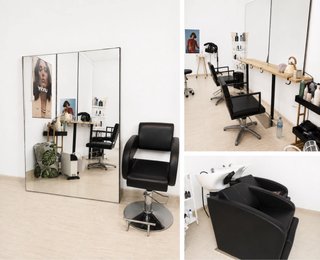 Mobiliario Peluquería Negro y Plateado