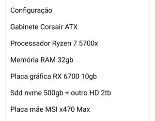 PC Gaming Ryzen 7 5700X 32GB RAM RX 6700