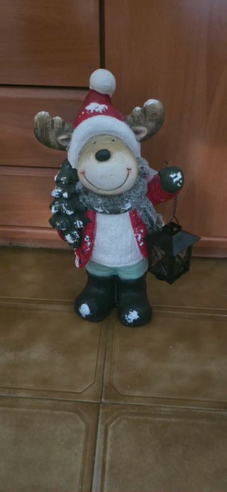 Figura Reno Navideño Cerámica