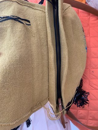 Borsa tela e pelle gialla con frange