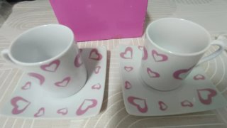Caja 2 tazas y 2 platitos corazón