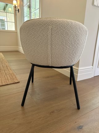 4 Sillas de Comedor Blanca Tela y Metal