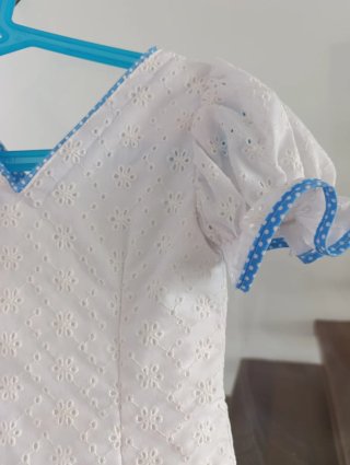 Vestido Flamenca Infantil Blanco y Azul