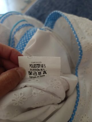 Vestido Flamenca Infantil Blanco y Azul