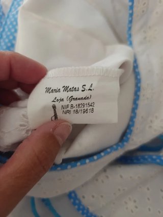 Vestido Flamenca Infantil Blanco y Azul
