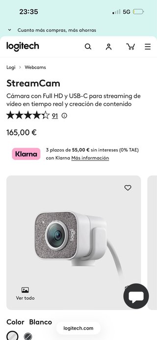 Logitech StreamCam Webcam Blanca