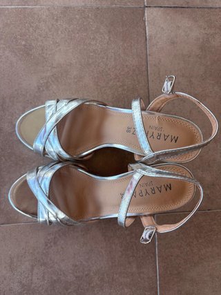 Sandalias tacón Marypaz plateadas - Talla 38
