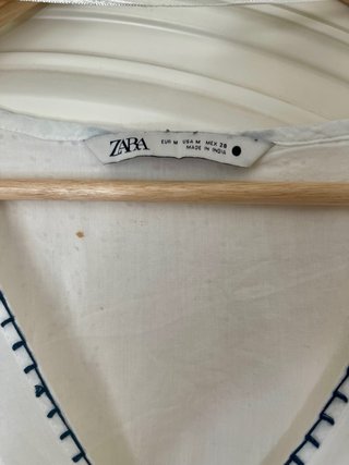 Vestido Zara blanco  calado 100% algodón talla M