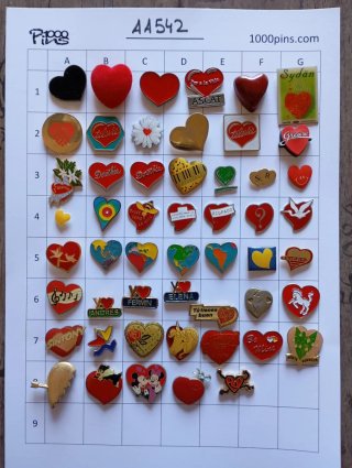 AA542 Lote de pins de corazones
