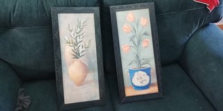 Pareja cuadros flores 25x45