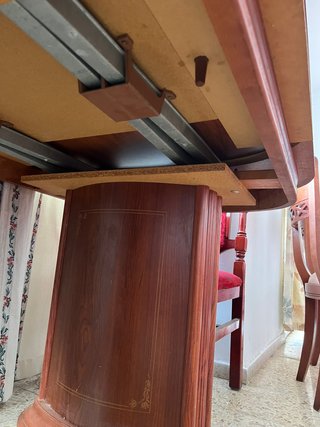 Mesa comedor madera y cristal