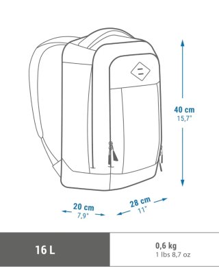 Mochila Quechua Negra y Gris 16L. Equipaje de mano