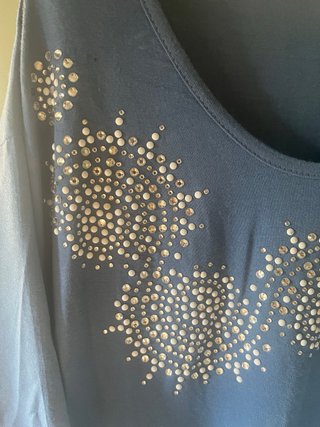 T-shirt Lancetti donna blu con strass
