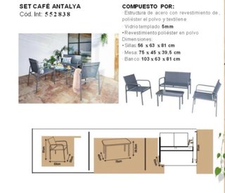 Conjunto terraza 2 sillones y mesa
