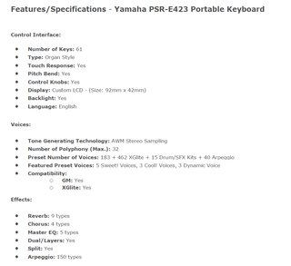 Teclado portátil Yamaha PSR E423 regalo funda