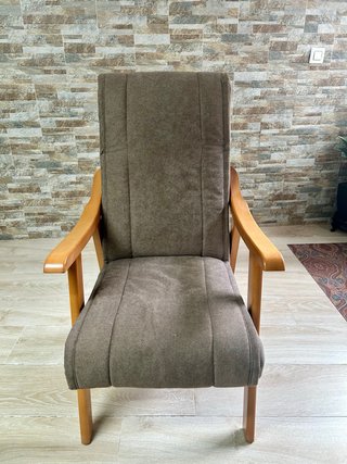 6 Sillones de Madera y Tela Marrón