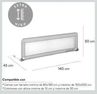 140 x 50 cm JANÉ Barrera de Cama Abatible