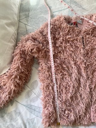 Chaqueta rosa palida peluda entretiempo