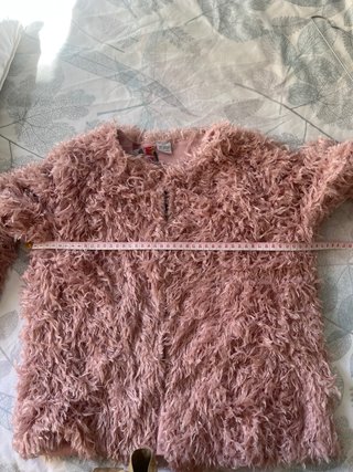 Chaqueta rosa palida peluda entretiempo