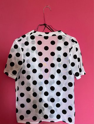 Blusa Zara lunares blanco y negro Talla S