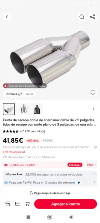 Cola de escape universal cromada
