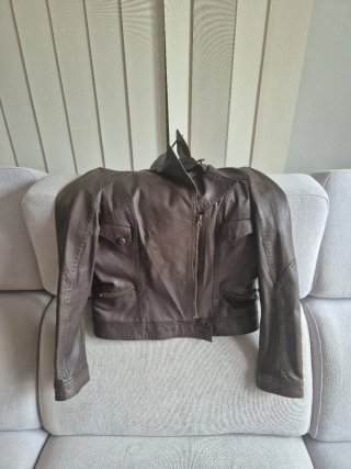 Cazadora Biker Piel Marrón Auténtica