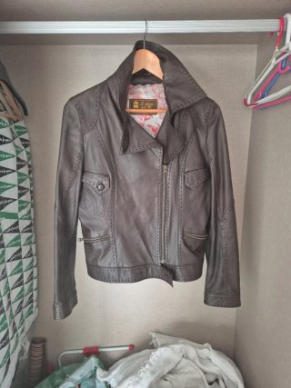 Cazadora Biker Piel Marrón Auténtica