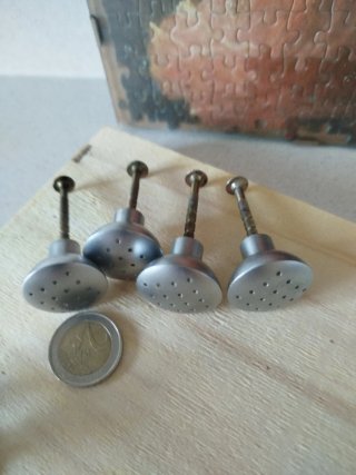 4 Pomos Metal Gris Grabados