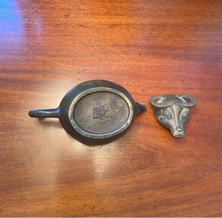 Tetera Antigua Bronce Sólido Cabeza Toro China