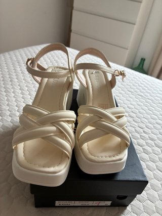 Sandalias plataforma beige/blanco