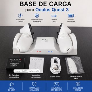 Base de carga mandos Meta Quest 3 + baterías