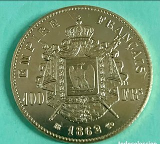 Moneda NAPOLEON III 1862 Oro Puro