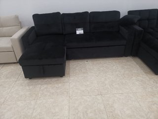 Sofá Cama Chaise Longue Negro Terciopelo