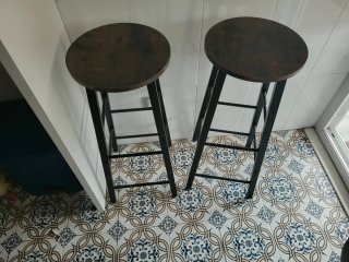 Bancos Altos Cocina Madera y Metal