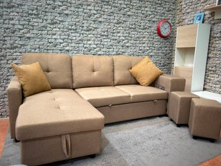 Sofá Cama Chaise Longue Beige