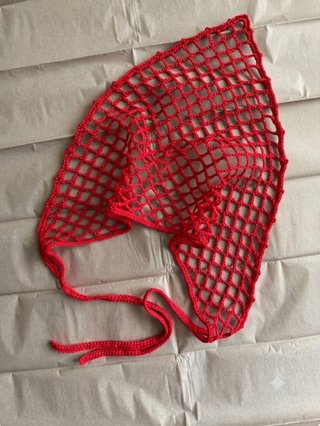 Bandana Crochet Roja Algodón