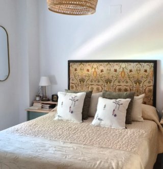 Cabecero tapiz tela y madera