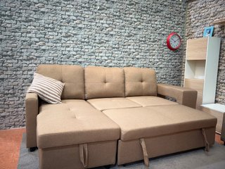 Sofá Cama Chaise Longue Beige