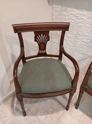 Conjunto sillones neoclásico madera y tela