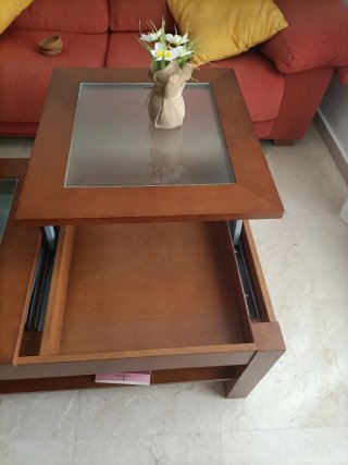 Mesa centro madera cerezo abatible