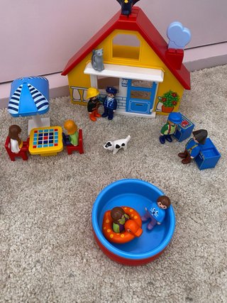 Playmobil 1-2-3 Casa, Piscina y Barbacoa