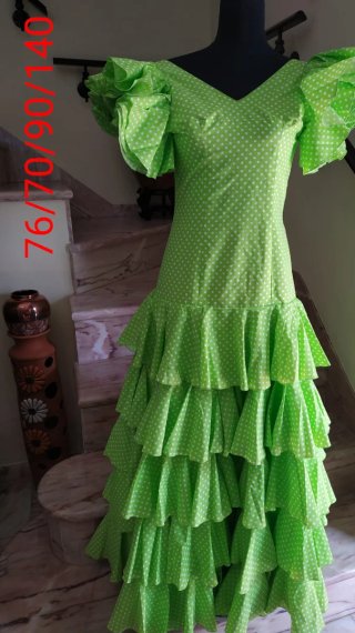 Vestido Flamenca Verde Lunares