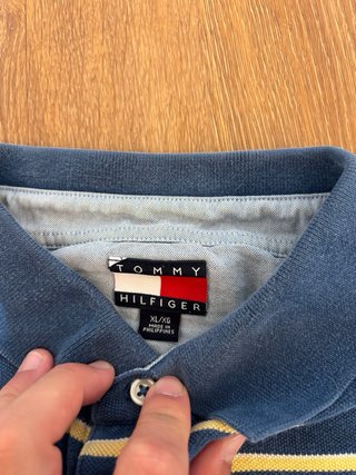 Polo Tommy Hilfiger a righe blu e gialla taglia XL