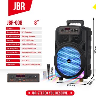 Altavoz JBR-008 con micrófono y bluetooth