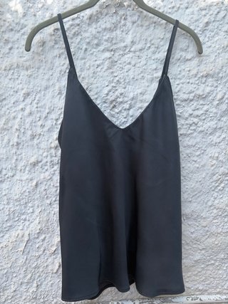 Top tirantes satén Rennatta negro talla única